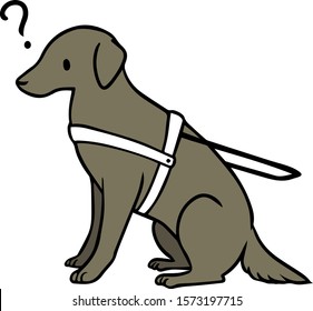 Vector illustration of a service dog(black) with question mark