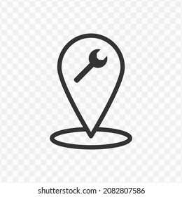 Ilustración vectorial del icono de ubicación de servicio en color oscuro y fondo transparente (png).