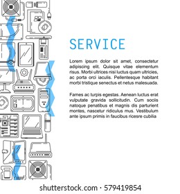 Vector illustration service and maintenance flat thin line art style design concept for business infographic, template, brochure, banner, presentation, concept poster, cover, booklet, document