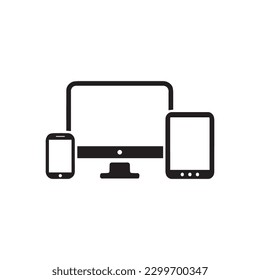 vector illustration. service or repair of equipment. gadgets. tablet, phone and computer icon. monitor. logo or icon, symbol, sign. set or collection.