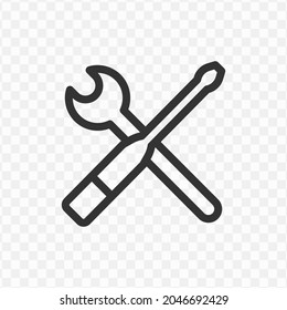 Vector illustration of service tool icon in dark color and transparent background(png).