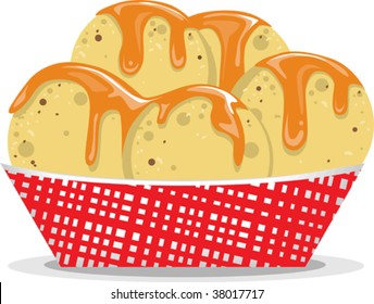 a vector illustration of a serving of nacho chips with dip