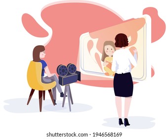 vector illustration session with a psychologist