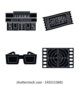 Vector illustration of session and viewing icon. Set of session and theater vector icon for stock.