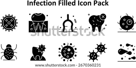 Vector illustration set of 10 icons in Solid Filled style, focused on the Infection subject.