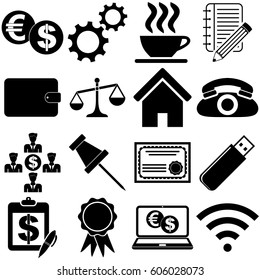 Vector Illustration of Set of 16 business icons
