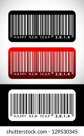 vector illustration set of 2014 Happy New Year greeting looks like a barcode