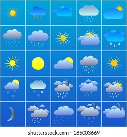 Vector illustration of a set of 25 icons forecasts.