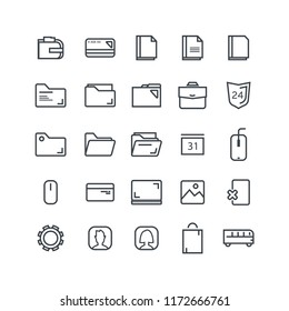 Vector illustration. Set of 25 Modern thin line icons in flat style. OFFICE. For business production, devices,  logo, web, etc.