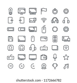 Vector illustration. Set of 25 Modern thin line icons in flat style. SMARTPHONE. For business production, devices,  logo, web, etc.