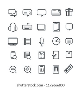 Vector illustration. Set of 25 Modern thin line icons in flat style. SOCIAL LIFE. For business production, devices,  logo, web, etc.