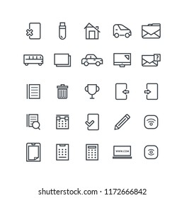 Vector illustration. Set of 25 Modern thin line icons in flat style. BUSINESS. For business production, devices,  logo, web, etc.