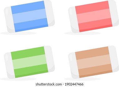 Vector illustration set of 3d eraser for school related design material