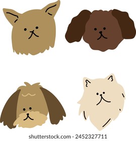 Vector Illustration Set with 4 Dog Breeds - Cartoon Style