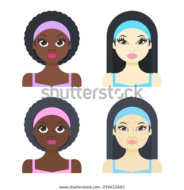 Vector Illustration Set 4 Woman Avatar Stock Vector (Royalty Free ...