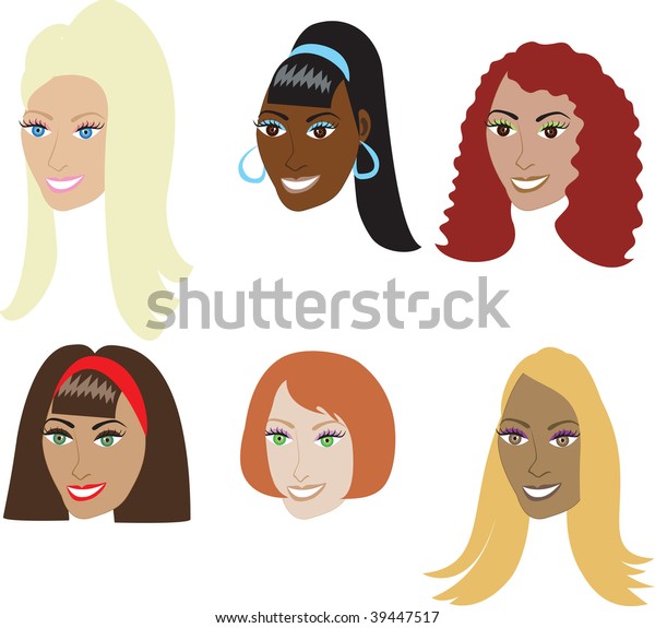 Vector Illustration Set 6 Types Hair Stock Vector Royalty Free