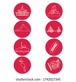 vector illustration set of 8 sarawak icons