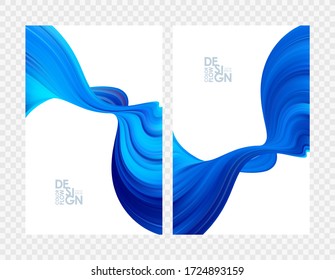 Vector illustration: Set of abstract blue color flow backgrounds. Modern  design. 