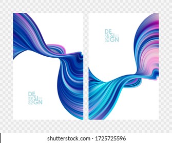 Vector illustration: Set of abstract blue color flow backgrounds. Modern  design. 