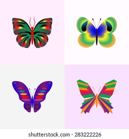 vector illustration set of abstract butterflies