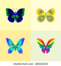 vector illustration set of abstract butterflies