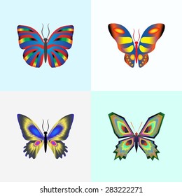 vector illustration set of abstract butterflies