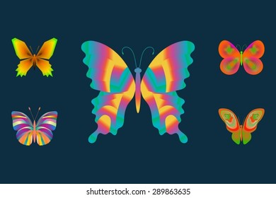 vector illustration set of abstract butterflies