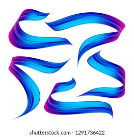 Vector illustration: Set of abstract colorful wave flow design elements. Acrylic brush stroke twisted liquid shape.