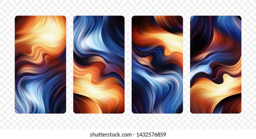 Vector illustration: Set of abstract colorful flow backgrounds. Modern screen design for app. 