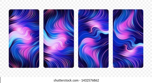 Vector illustration: Set of abstract colorful flow backgrounds. Modern screen design for app. 