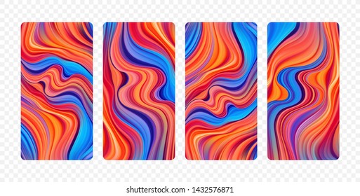 Vector illustration: Set of abstract colorful flow backgrounds. Modern screen design for app. 