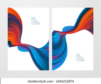 Vector illustration: Set of abstract colorful flow backgrounds. Modern  design. 