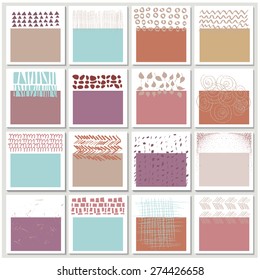 Vector illustration of a set of abstract design elements, postcards, invitation or wedding card templates