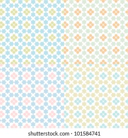 Vector illustration of a set of abstract floral geometrical seamless patterns