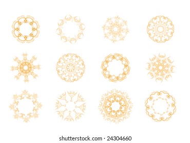 Vector illustration set of abstract floral and ornamental elements