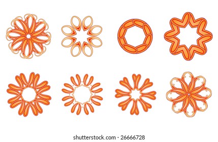 Vector illustration set of abstract floral and ornamental elements
