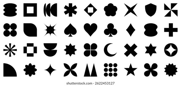 Vektorgrafik-Set abstrakter geometrischer Silhouettensymbole auf transparentem Hintergrund