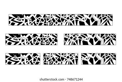 Vector illustration set of abstract geometric pipes, isolated black outlines objects ready to use