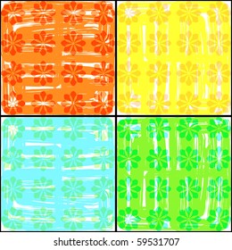 vector illustration of a set of abstract grunge backgrounds with flower pattern. EPS 10