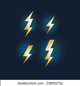 vector illustration set of abstract lightning and electric current symbol