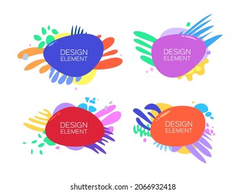 Vector illustration. Set of abstract minimalistic graphic colored frame design. Dynamical forms. Template shapes for the design of a banner, flyer or presentation. Frame for text Modern Art graphics.