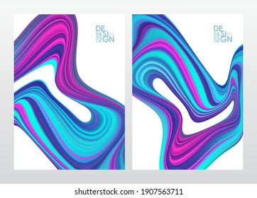 Vector illustration: Set of abstract neon colored flow backgrounds. Modern design.