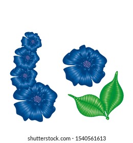 Vector illustration with a set of abstract poppy flowers with leaves on a white background. Can be used to create compositions for wedding invitations, to create greeting cards and other decor.