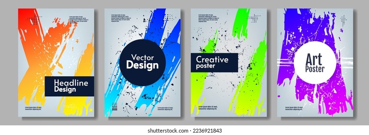Vector illustration  Set abstract posters  Modern cool colours  Paint splash  Creative vector design for poster  brochure  banner  business card 