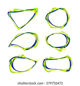 Vector illustration: Set of abstract speech bubbles in brazilian colors.