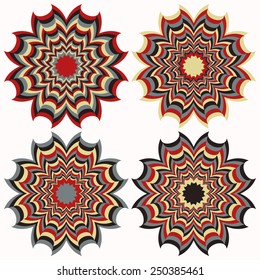 Vector illustration. Set of abstract striped flowers