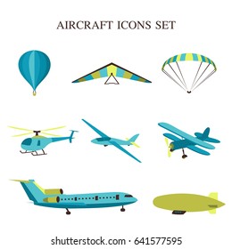 Vector illustration of set of airplanes silhouettes