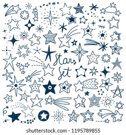 Vector Illustration set with all kinds of hand drawn Stars