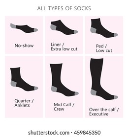 Vector illustration. Set of all types of socks.