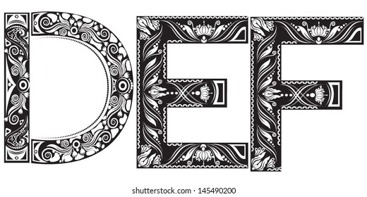 Vector illustration of a set of alphabet letters in graphic style